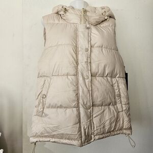 Ardene Hooded Cream Puffer Vest NWT